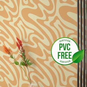 Orange und Beige Funky Aesthetic Wallpaper | Ablösbare Tapete oder ungeklebte Tapete - PVC-Frei | Selbstklebende Tapete