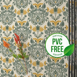 Light Verdant Majesty by Sara T | Removable Peel and Stick wallpaper or Unpasted wallpaper - PVC-Free | Damask Self-adhesive wallpaper