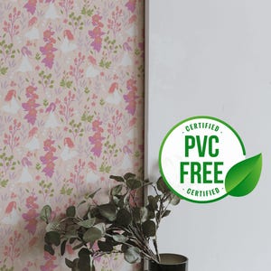 Rosa und Weiß Mädchenzimmer Tapete | Ablösbare Tapete oder ungeklebte Tapete - PVC-Frei | Selbstklebende Tapete