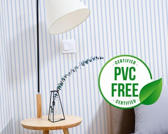 Light Blue French Stripe wallpaper | Removable Peel and Stick wallpaper or Unpasted wallpaper - PVC-Free | Self-adhesive wallpaper