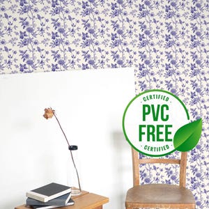 Rot und Beige Blumentapete | Ablösbare Tapete oder ungeklebte Tapete - PVC-Frei | Selbstklebende Tapete