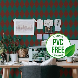 Bunte Tapete Grün und Rot | Ablösbare Tapete oder ungeklebte Tapete - PVC-Frei |  Selbstklebende Tapete