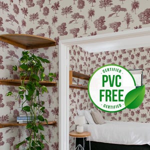 Rot und Creme Toile Tapete | Abnehmbare Vintage Toile Peel and Stick Tapete oder ungeklebte Tapete - PVC-Frei | Selbstklebende Tapete