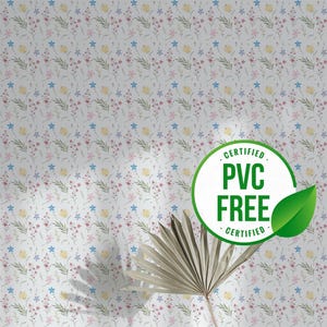 Weiß und grüne Blumentapete | Ablösbare Tapete oder ungeklebte Tapete - PVC-Frei |  Selbstklebende Tapete