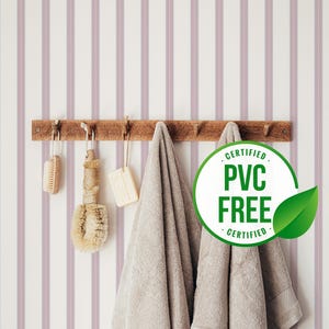 Pink and Beige French Stripe wallpaper | Removable Peel and Stick wallpaper or Unpasted wallpaper - PVC-Free | Self-adhesive wallpaper