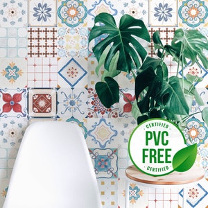 Portuguese tile self-adhesive wallpaper | Tile Removable Peel and Stick wallpaper or Unpasted wallpaper - PVC-Free