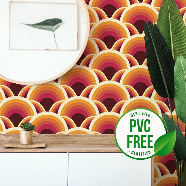 70s retro peel and stick wallpaper | 70s Removable self-adhesive wallpaper or Unpasted wallpaper - PVC-Free