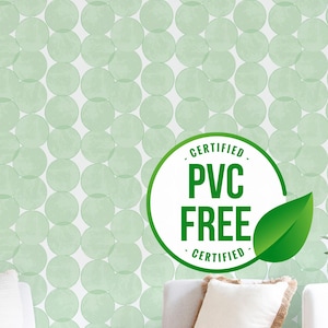 Grün und weiß gepunktete Tapete | Ablösbare Tapete oder ungeklebte Tapete - PVC-Frei | Selbstklebende Tapete