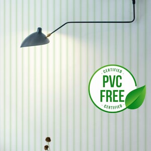 Papier peint à rayures françaises vertes et beiges | amovible ou papier peint non encollé - sans PVC | Papier peint autocollant