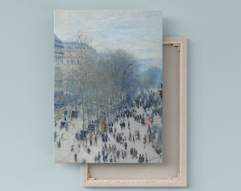 Boulevard des Capucines by Claude Monet Canvas Wall Art Print / Stretched & Ready to Hang Canvas Print