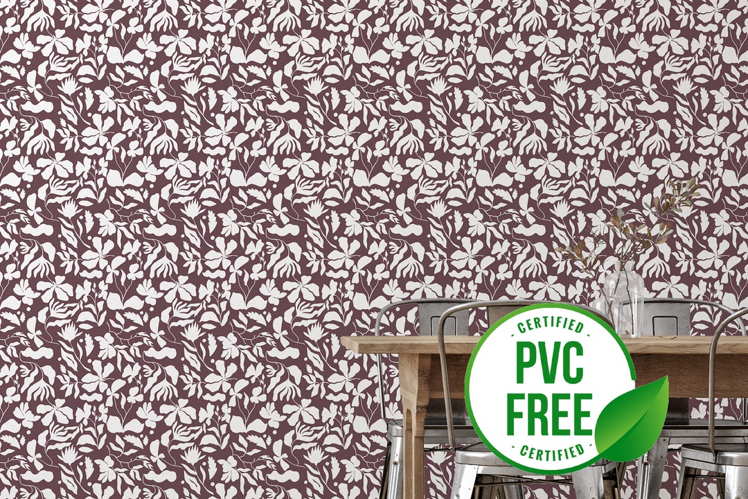 Burgundy Abstract Flowers Wallpaper Removable Peel and Stick - Etsy