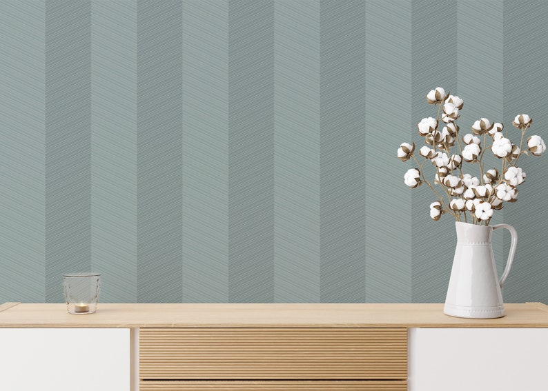 Blue Chevron Wallpaper Removable Peel and Stick Wallpaper or - Etsy