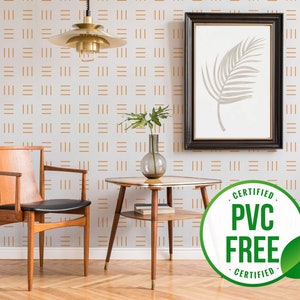 Orange geometric line self-adhesive wallpaper | Geometric Shape removable peel and stick wallpaper - PVC-Free material & Eco-friendly Inks