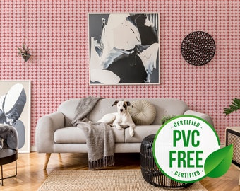 Eclectic pink self-adhesive wallpaper | Dotted Removable Peel and Stick wallpaper or Unpasted wallpaper - PVC-Free