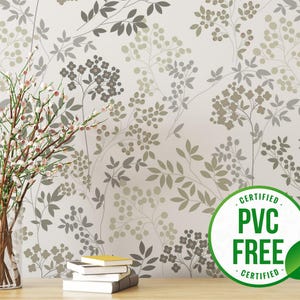 Elegante Blumentapete | Ablösbare Tapete oder ungeklebte Tapete - PVC-Frei | Vintage Neutral Selbstklebende Tapete