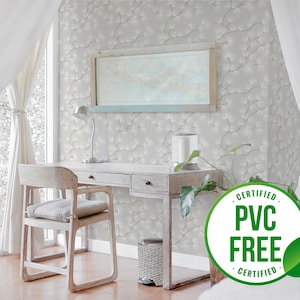 Weiße boho Baum Tapete | Ablösbare Tapete oder ungeklebte Tapete - PVC-Frei | Minimal Neutral Selbstklebende Tapete