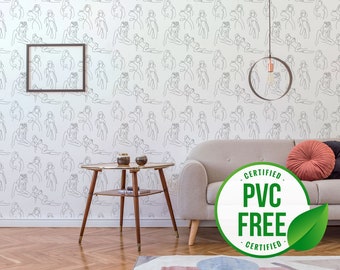 Body line art self-adhesive wallpaper | Female Body Line Art removable peel and stick wallpaper or Unpasted wallpaper - PVC-free