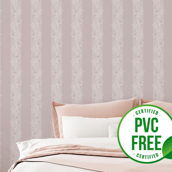 Striped Vintage Floral Wallpaper Etsy