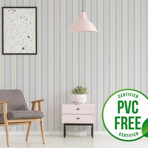 Retro self-adhesive wallpaper | Striped removable peel and stick wallpaper - PVC-Free material & Eco-friendly Inks