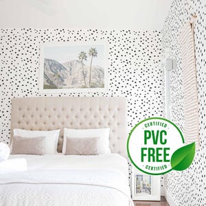 Black and white spotted print self-adhesive wallpaper | Dalmatian print Removable Peel and Stick wallpaper or Unpasted wallpaper - PVC-Free