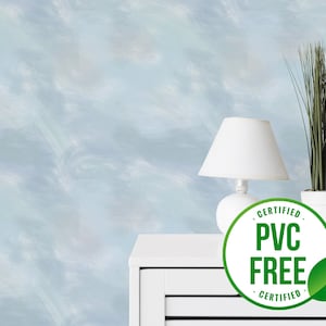 Blue cotton candy wallpaper | Removable Peel and Stick wallpaper or Unpasted wallpaper - PVC-Free | Watercolor Self-adhesive wallpaper
