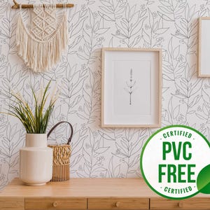 Carta da parati autoadesiva floreale grande / Carta da parati rimovibile stacca e attacca Minimal leaf o Carta da parati non incollata - Senza PVC / Floreale neutro
