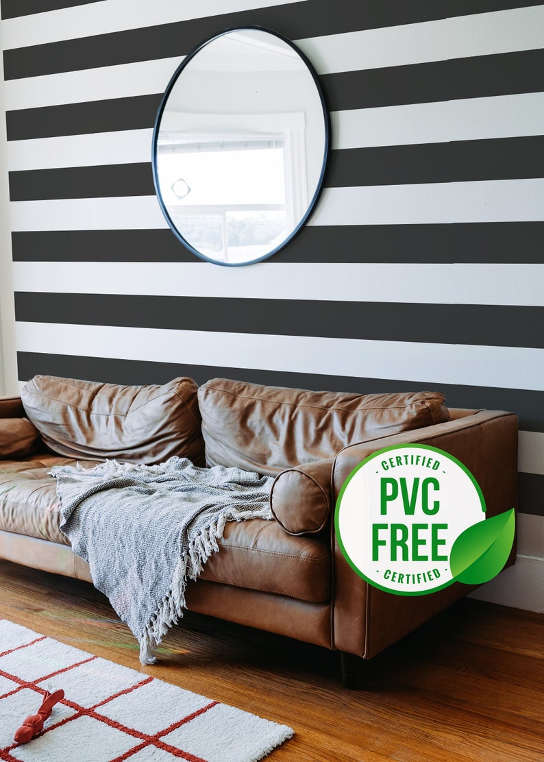 Stripe Selfadhesive Wallpaper Black and White Wide Stripe Etsy