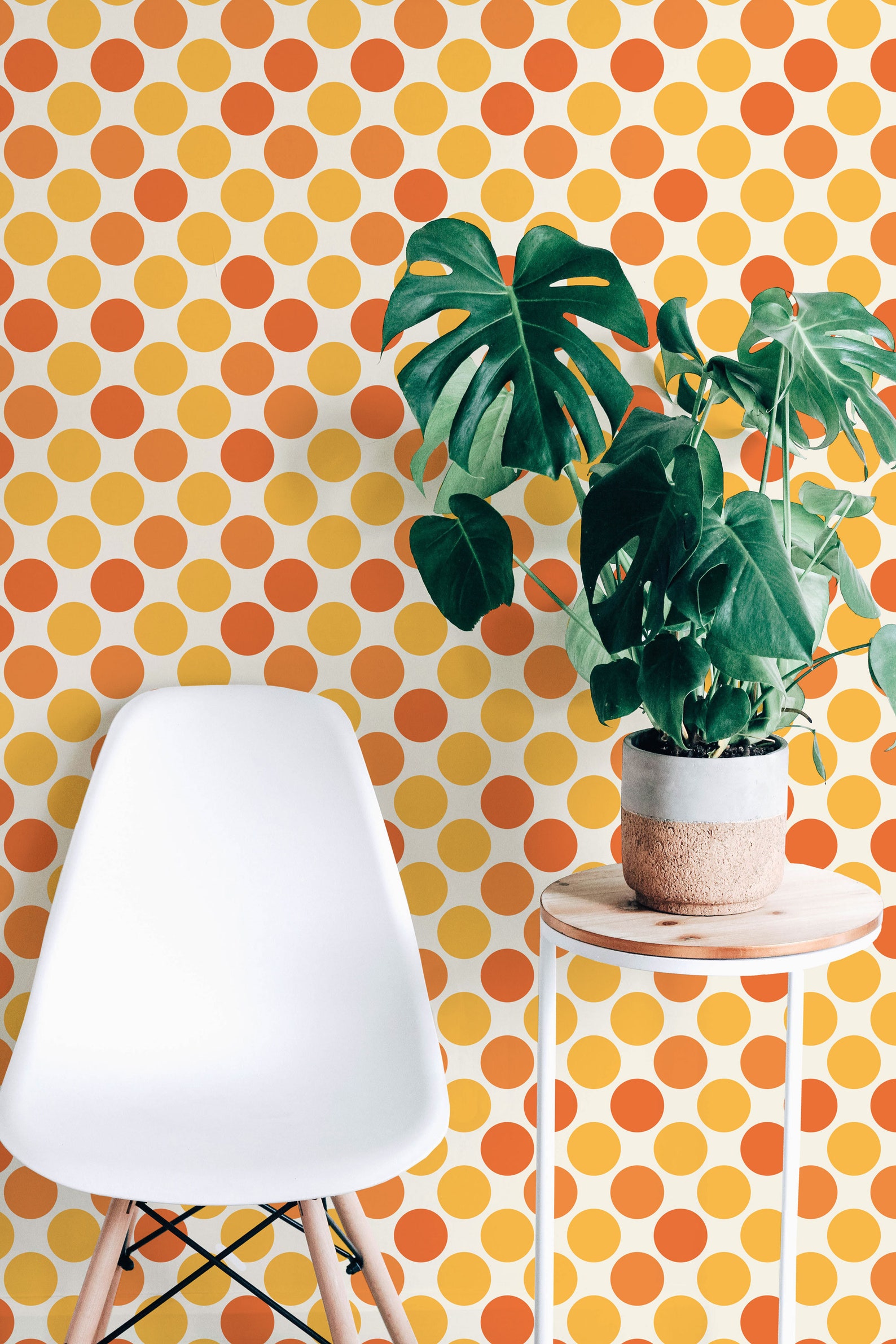 Retro self adhesive wallpaper Orange Retro Circles peel and | Etsy