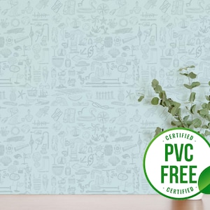 Blaue Küstenelemente Tapete | Ablösbare Tapete oder ungeklebte Tapete - PVC-Frei | Nautisches Meer Selbstklebende Tapete