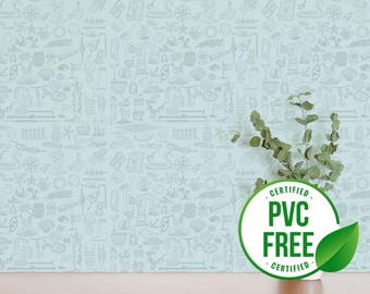 Papel de parede de elementos costeiros azuis | Papel de parede removível removível ou papel de parede não colado - sem PVC | Papel de parede autoadesivo Mar Náutico