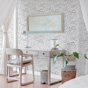 Speckled dot self-adhesive wallpaper | Black and white polka dot Removable Peel and Stick wallpaper or Unpasted wallpaper - PVC-Free image 8