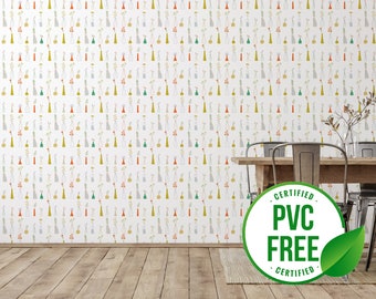 Colorful floral wallpaper | Removable Peel and Stick wallpaper or Unpasted wallpaper - PVC-Free | Kids Minimal Self-adhesive wallpaper