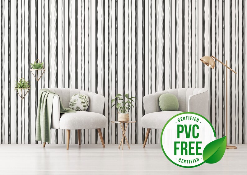 Black French Stripe Wallpaper Removable Peel and Stick Etsy