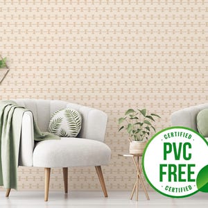 Beige gestreifte Tapete | Ablösbare Tapete oder ungeklebte Tapete - PVC-Frei | Neutrale aztekische selbstklebende Tapete
