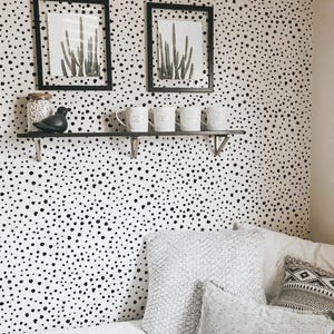 Speckled dot self-adhesive wallpaper | Black and white polka dot Removable Peel and Stick wallpaper or Unpasted wallpaper - PVC-Free image 3
