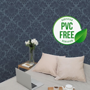 Blaue und dunkelblaue Art Deco Tapete | Ablösbare Tapete oder ungeklebte Tapete - PVC-Frei | Selbstklebende Tapete