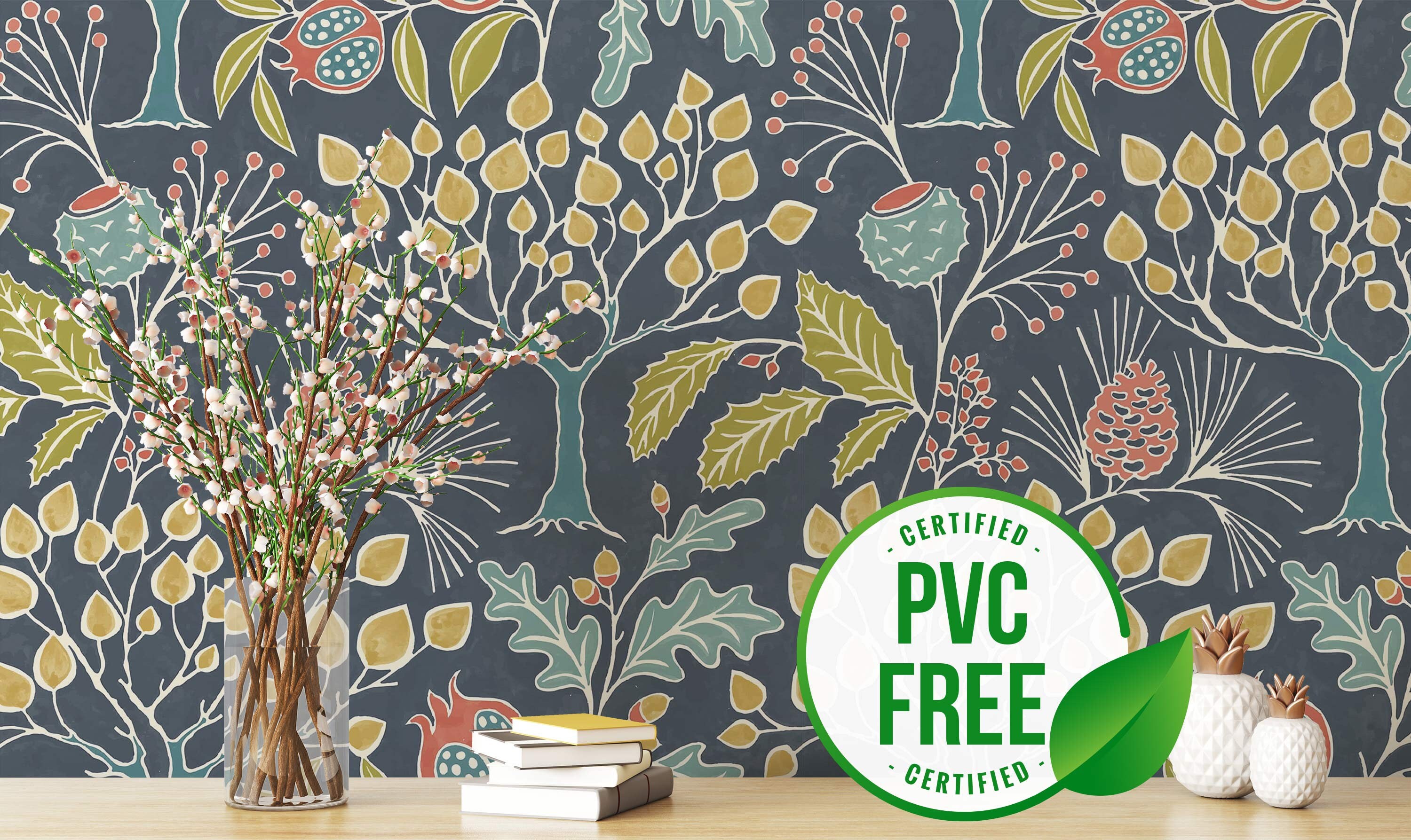 NuWallpaper Groovy Garden Navy Vinyl Peel Stick Wallpaper, 40 OFF