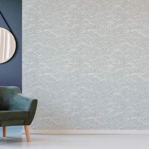 Coastal wallpaper | Ocean Wave Removable Peel and Stick wallpaper or Unpasted wallpaper - PVC-Free | Nautical Abstract Design image 3