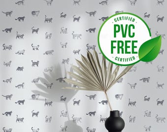 White and dark blue cat breed wallpaper | Removable Peel and Stick wallpaper or Unpasted wallpaper - PVC-Free |  Self-adhesive wallpaper
