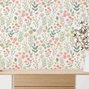 Green soft fall wallpaper | Removable Peel and Stick wallpaper or Unpasted wallpaper - PVC-Free | Floral Leaf Self-adhesive wallpaper image 7