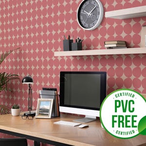 Rote Punkte Tapete | Ablösbare Tapete oder ungeklebte Tapete - PVC-Frei | Geometrische gestreifte selbstklebende Tapete