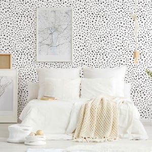 Speckled dot self-adhesive wallpaper | Black and white polka dot Removable Peel and Stick wallpaper or Unpasted wallpaper - PVC-Free image 6