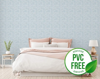 Blue grasscloth wallpaper | Removable Peel and Stick wallpaper or Unpasted wallpaper - PVC-Free | Simple Lines Self-adhesive wallpaper