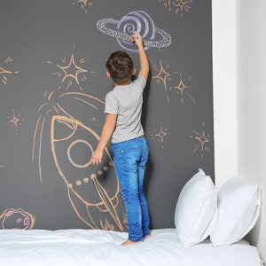 Peel and stick chalkboard paper | Chalkboard black removable | Chalkboard vinyl wallpaper cleanable