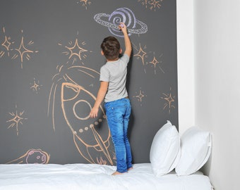 Papel de pizarra autoadhesivo / Pizarra negra removible / Papel pintado de vinilo tipo pizarra lavable