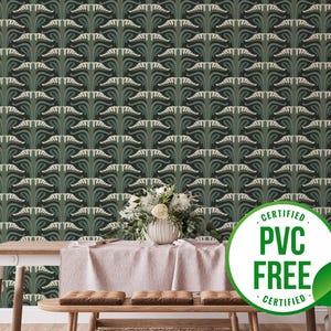 Grün-Weiße Jugendstil Tapete | Ablösbare Tapete oder ungeklebte Tapete - PVC-Frei | Floral selbstklebende Tapete
