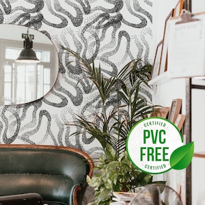 Black and white wallpaper | Dotted Removable Peel and Stick wallpaper or Unpasted wallpaper - PVC-Free