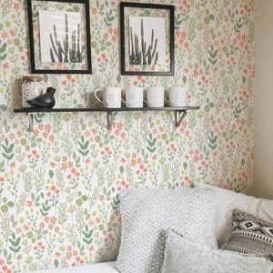 Green soft fall wallpaper | Removable Peel and Stick wallpaper or Unpasted wallpaper - PVC-Free | Floral Leaf Self-adhesive wallpaper image 10