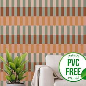 Carta da parati geometrica terrosa / Carta da parati staccabile e incollabile rimovibile o carta da parati non incollata - Senza PVC / Carta da parati autoadesiva colorata a strisce
