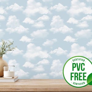 Zarte Wolken Tapete | Ablösbare Tapete oder ungeklebte Tapete - PVC-Frei | Boho Celestial Selbstklebende Tapete
